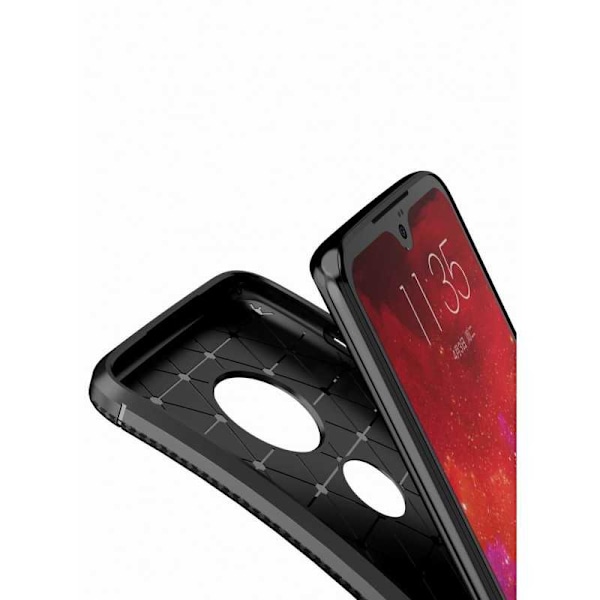 Motorola Moto G7 Plus Stöttåligt Skal FullCarbon V4 Svart