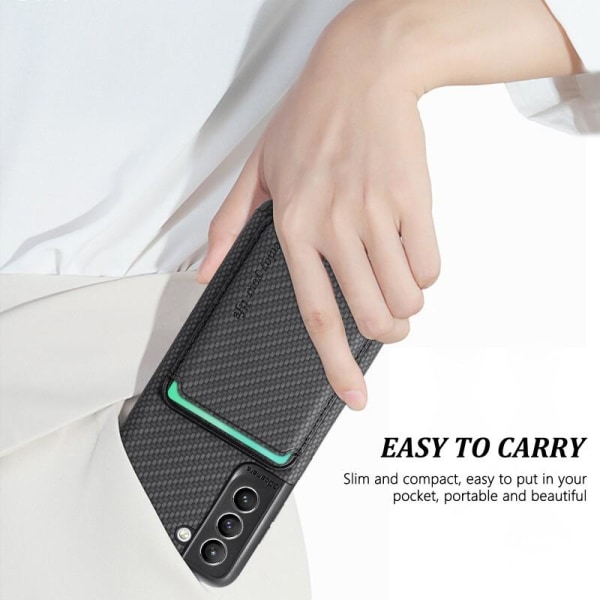Samsung S21 Plus Stødsikker skal med magnetkortholder Magsafe RF Black