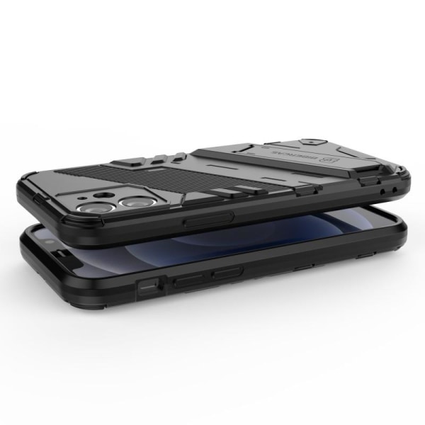 iPhone 12 Mini Shockproof Cover med Kickstand ThinArmor V2 Svart