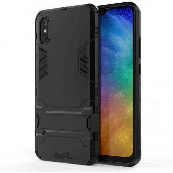 Redmi 9A iskunkestävä kotelo jalustalla ThinArmor Black