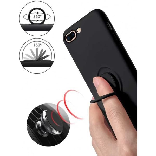 iPhone 7 Plus / 8 Plus Stöttåligt Skal med Ringhållare CamShield Svart