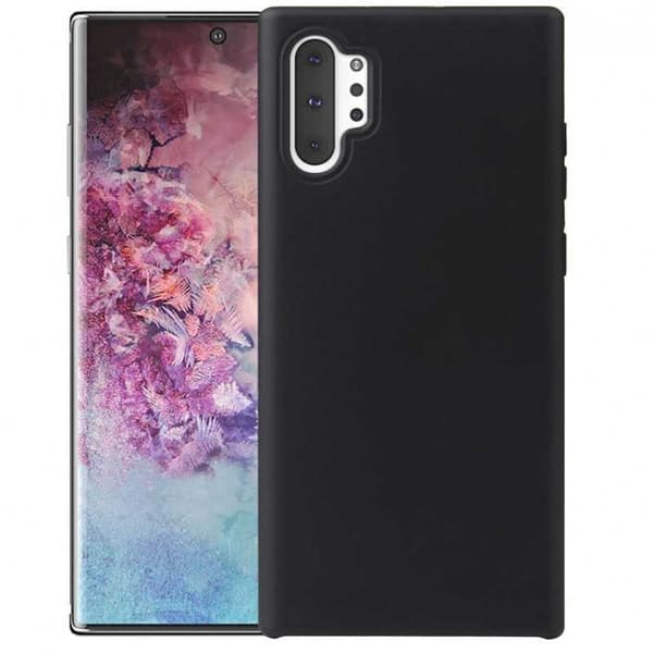 Samsung Note 10 Plus Gummibelagd Mattsvart Silikon Skal Svart