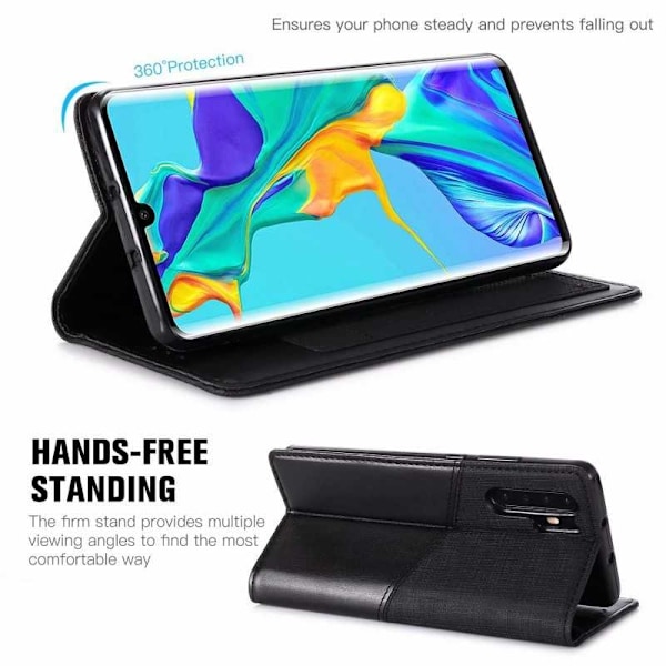 Huawei P30 Pro Elegant Fodral i PU-Läder med RFID Block Svart