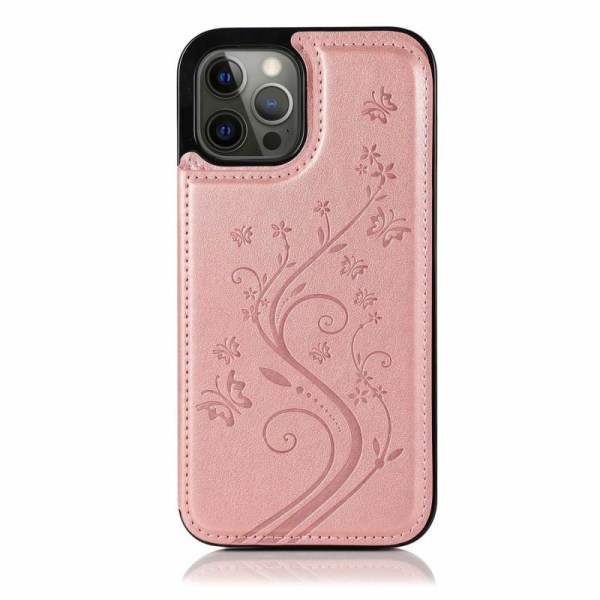 iPhone 12 Pro Max Stöttåligt Skal Korthållare 3-FACK Flippr V2 Rosa guld