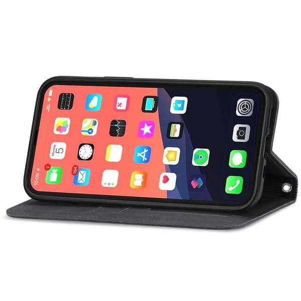 iPhone 13 Pro Max Flip Case Korttilokero Suede Black