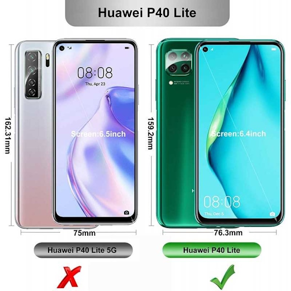 Huawei P40 Lite Karkaistu lasi 0,26mm 2,5D 9H Transparent