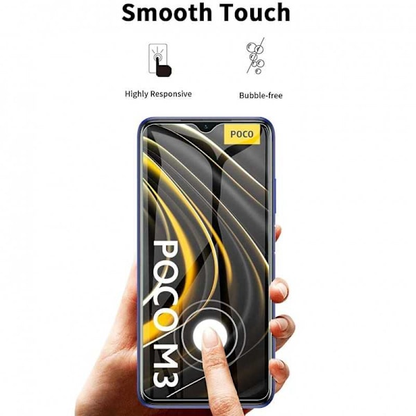 2-PACK Xiaomi Poco M3 Hærdet glas 0,26 mm 2,5D 9H Transparent