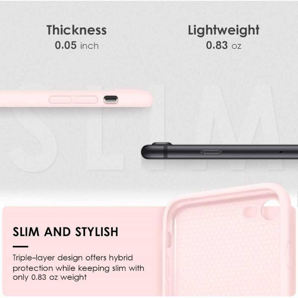 iPhone 7/8/SE2/SE3 Gummibelagd Mattrosa Skal Kameraskydd Liquid - Rosa