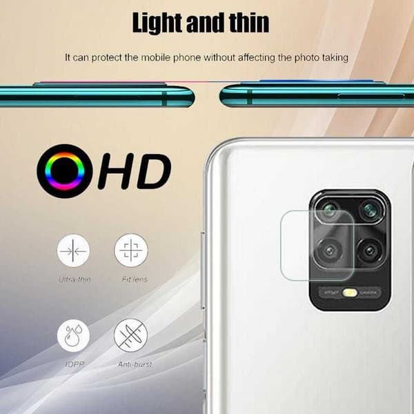 Xiaomi Redmi Note 9 Kamera Skydd Linskydd Flexibelt Glas Svart