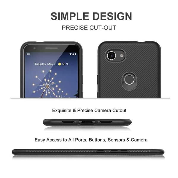 Google Pixel 3a Iskunkestävä FullCarbon V3 Black