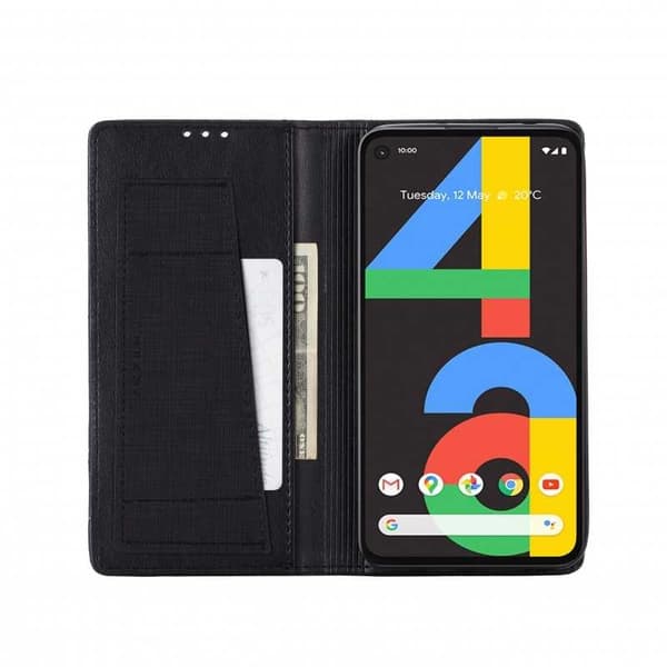 Google Pixel 4a 5G elegantti PU-nahkakotelo RFID-estolla Black