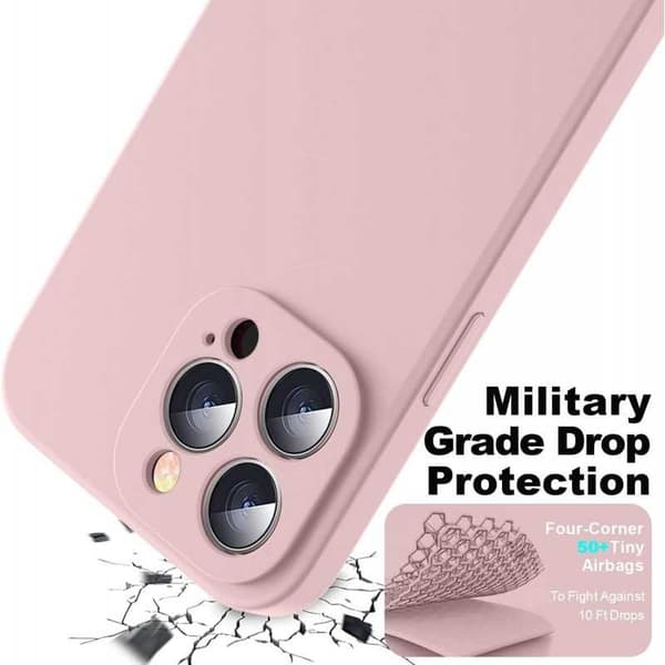 iPhone 13 Pro Gummibelagd Mattrosa Skal Kameraskydd Liquid - Rosa