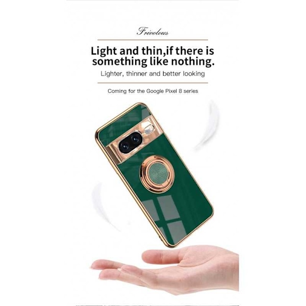 Tyylikäs ja iskunkestävä Google Pixel 8 Pro -kotelo, jossa on Flawless sormusteline Mörkgrön