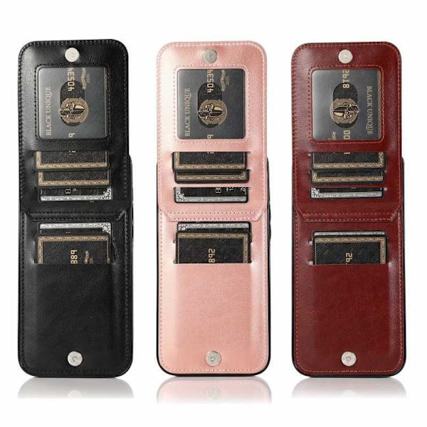 iPhone 12 / 12 Pro Mobilskal Korthållare 6-FACK Retro V3 Svart