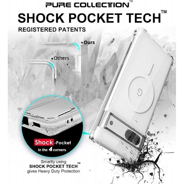 Google Pixel 7 Transparent stødabsorberende cover MagSafe-kompatibel Transparent