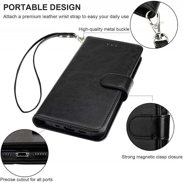 iPhone 12 Mini Plånboksfodral PU-Läder 4-FACK Svart