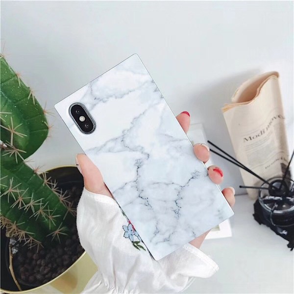 iPhone XS Max Stilfuld Marble Shell Square Svart