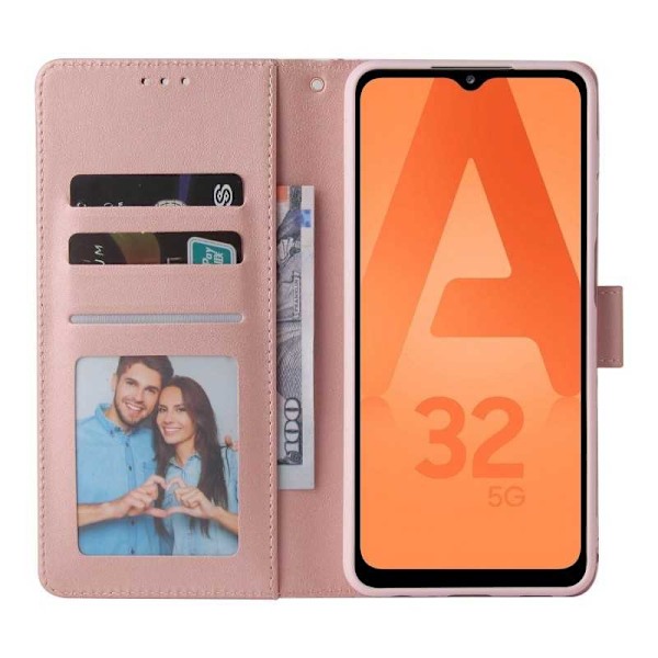 Samsung A32 5G Trendigt Plånboksfodral Sparkle 4-FACK Rosa