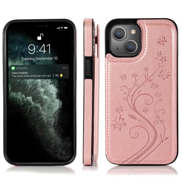 iPhone 14 Plus Stöttåligt Skal Korthållare 3-FACK Flippr V2 Rosa guld