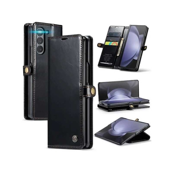 CaseMe Slim Retro Plånboksfodral RFID-Skydd Samsung Galaxy Z Fold 5 Svart