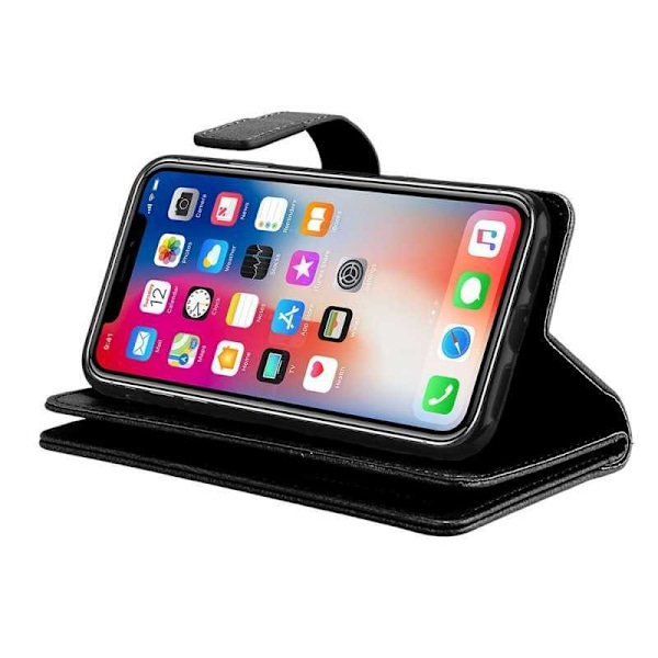 iPhone XS Praktiskt Plånboksfodral 2in1 med 11-Fack Loop Svart