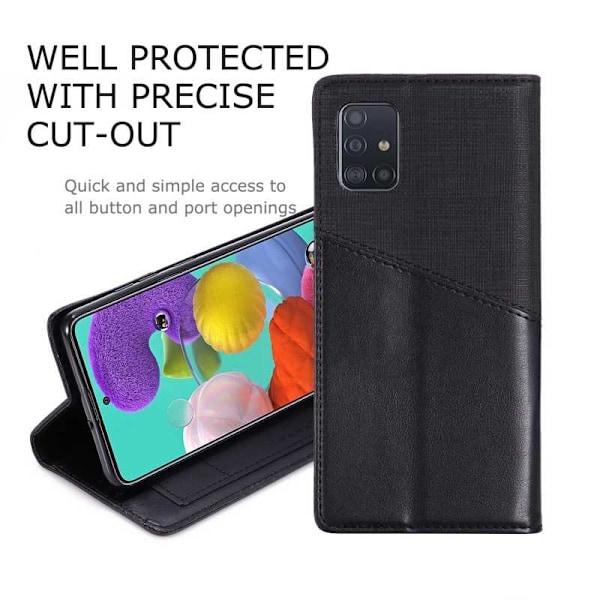 Samsung A51 Elegant Fodral i PU-Läder med RFID Block Svart