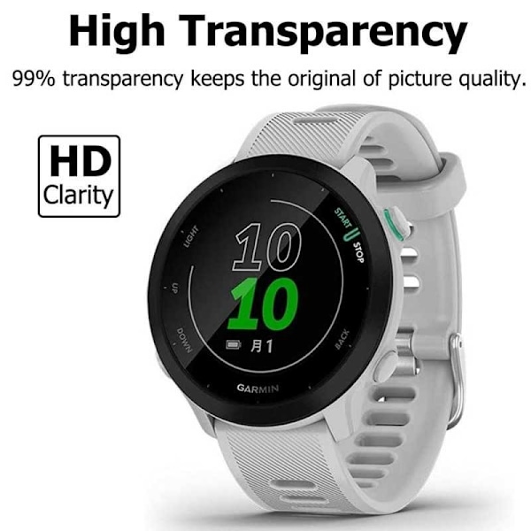 2-PAK Garmin Forerunner 55 hærdet glas 0,2 mm 9H 2,5D Transparent