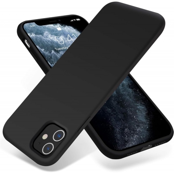 iPhone 11 kumitettu mattamusta silikonikuori Black