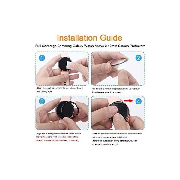 2-PACK Galaxy Watch 4/5 40mm karkaistu lasi 0,2mm 9H 2,5D Transparent