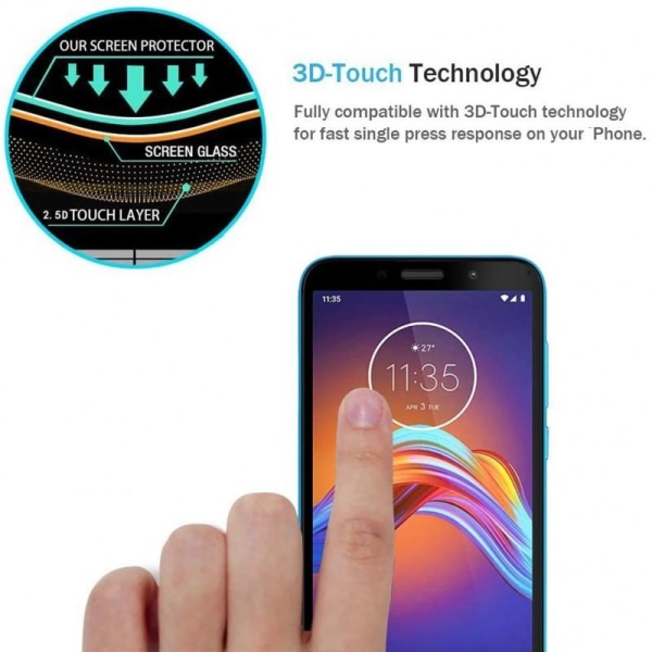 Motorola Moto E6 Play FullFrame 0,26 mm 2,5D 9H karkaistu lasi Transparent