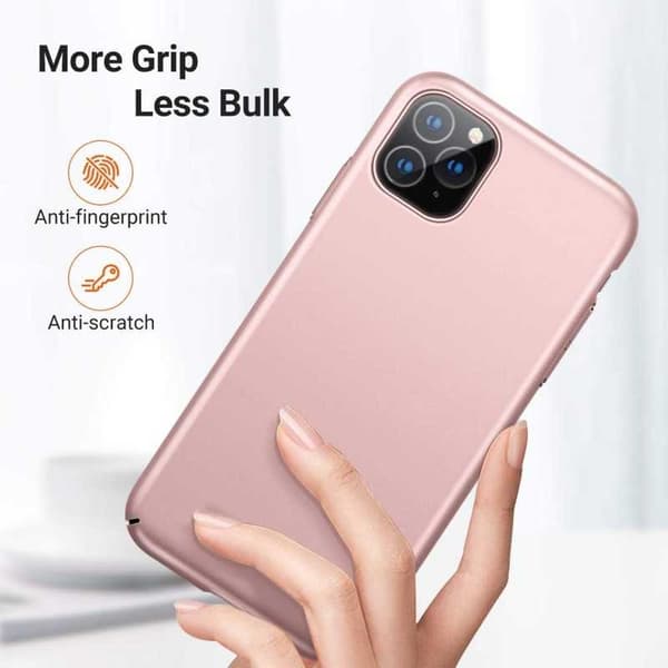 iPhone 13 Pro Max Ultratunn Gummibelagd Mattsvart Skal Basic V2 Pink gold