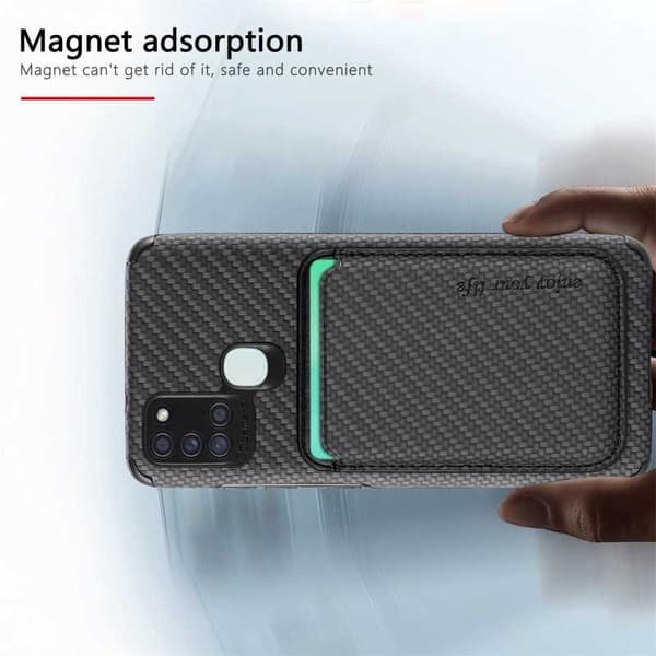 Samsung A21s stødsikkert cover med magnetkortholder Magsafe RFID Black