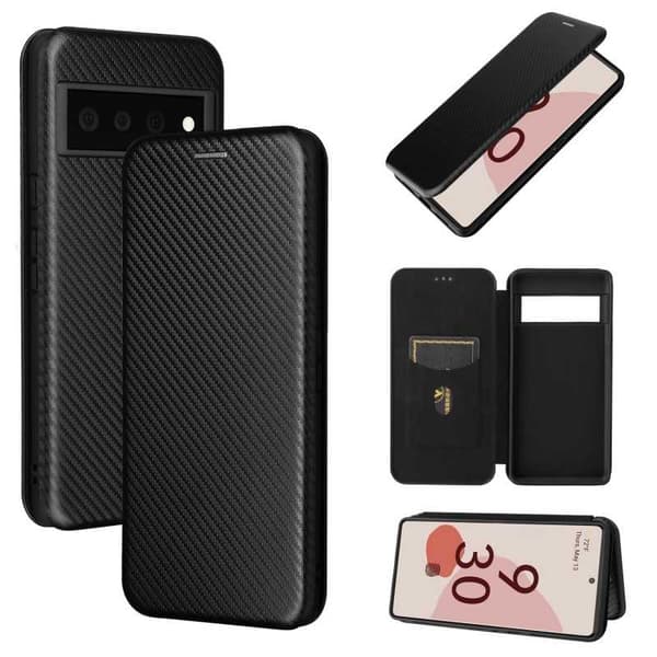 Google Pixel 6 Pro Flipfodral Kortfack CarbonDreams Svart