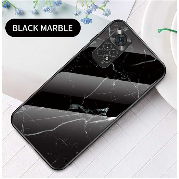 Xiaomi Redmi Note 11 / 11S Marble Shell 9H hærdet glas bagside glas bagside V2 MultiColor Svart/Guld