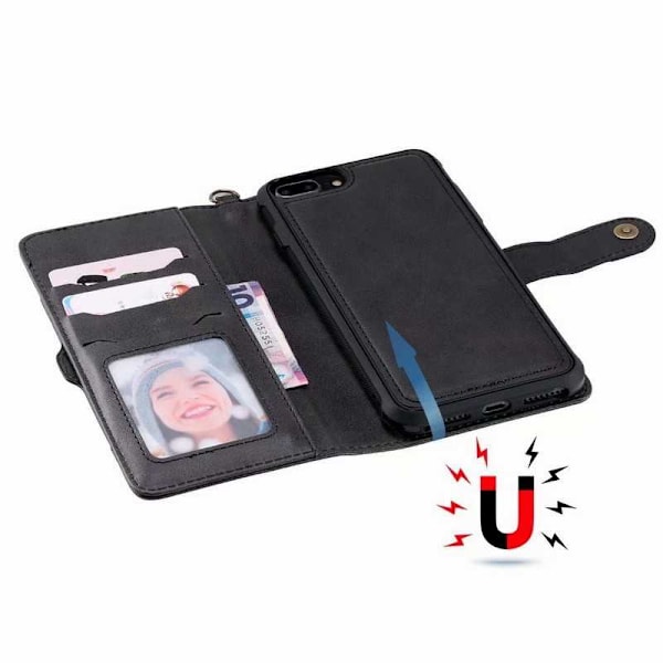 iPhone 6S Plus Praktiskt Fodral med Magnetskal 6-Fack Winston V2 Svart