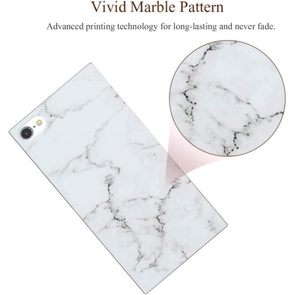 iPhone 8 & 7 Tyylikäs Marble Shell Square White