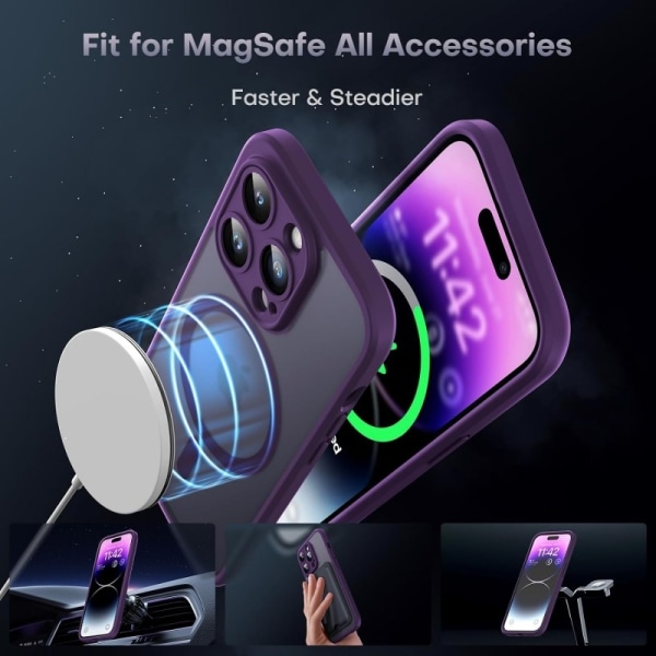 3in1 komplett iPhone 15 Pro støtdempende deksel MagSafe-kompatib