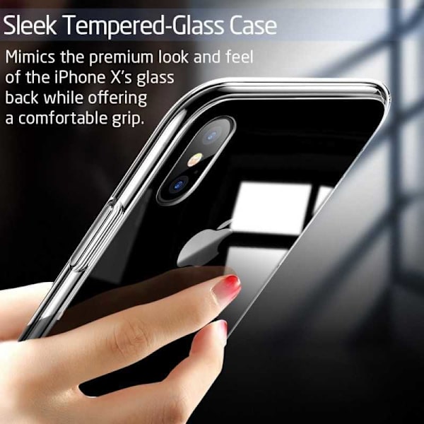 iPhone XS Max stødabsorberende skal 9H hærdet glas bagside af glas Transparent