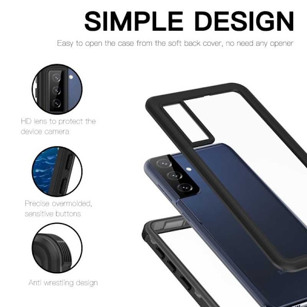 Samsung S21 Plus Heltäckande Vattentät Premium Skal - 2m Transparent