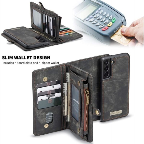Samsung S22 Plus -lompakkokotelo, monipaikkainen 13-tasku Dark grey