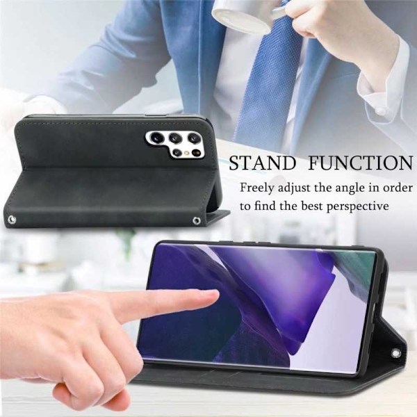 Samsung Galaxy S22 Ultra Flipfodral Kortfack Mocka Svart