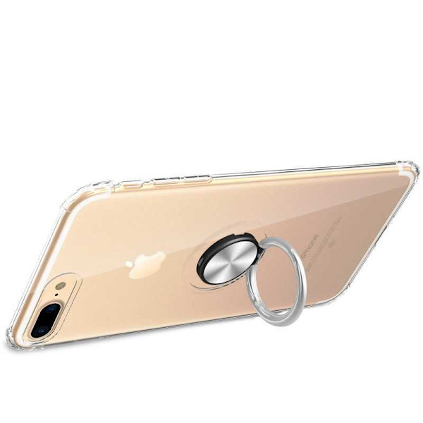 iPhone 8 Plus Iskunkestävä suojus sormustelineellä Fresh Transparent