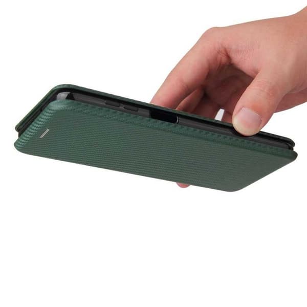Samsung A12 Flip Case -korttipaikka CarbonDreams Vihreä Green
