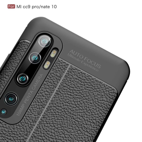 Xiaomi Mi Note 10 Lite Stötdämpande Skal LeatherBack Svart
