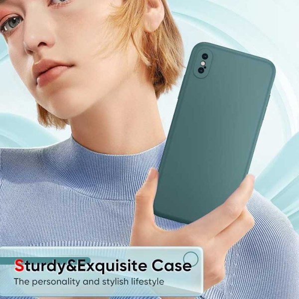 iPhone XS / X Gummibelagd Mattgrönt Skal Kameraskydd Liquid - Grön