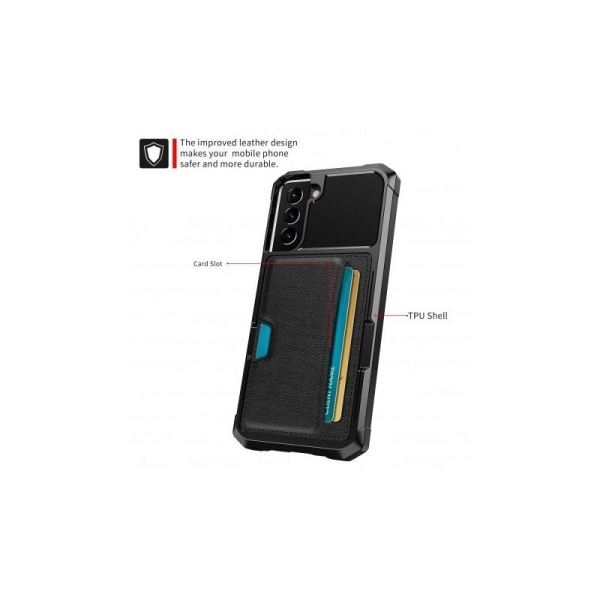 Samsung S22 Exclusive Shockproof veske med Solid V2-kortspor Black