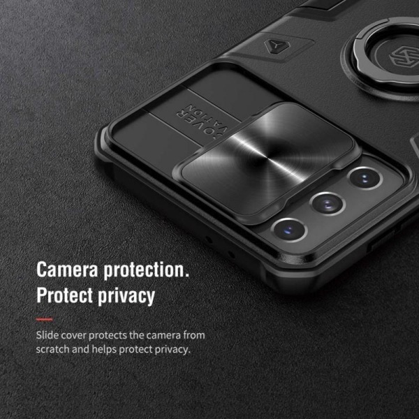 Samsung S21 Plus stødsikkert cover med ringholder Nillkin Sort Black