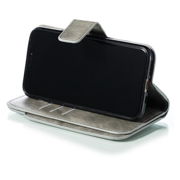 iPhone 11 Pro Praktisk Plånboksfodral med 12-Fack Array V4 - Grå