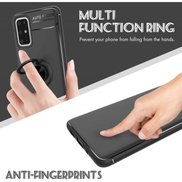 Samsung Note 20 Ultra Iskunkestävä Suojakuori sormustelineellä V Black