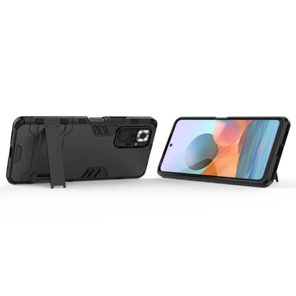 Xiaomi Redmi Note 10 Pro iskunkestävä kotelo jalustalla ThinArmor Black